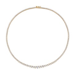 Round Brilliant Diamond Graduated Riviera Necklace Yellow Gold