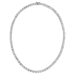 Round Brilliant Diamond Graduated Tennis Necklace 14 Karat White Gold Jewelry