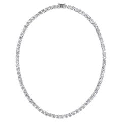 Round Brilliant Diamond Graduated Tennis Necklace 18 Karat White Gold Jewelry
