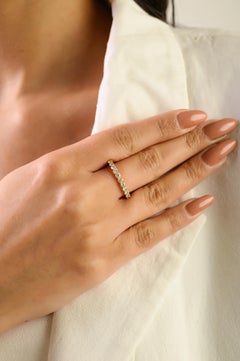 Anello a mezza eternità con diamante tondo Brilliante in oro giallo 14 carati