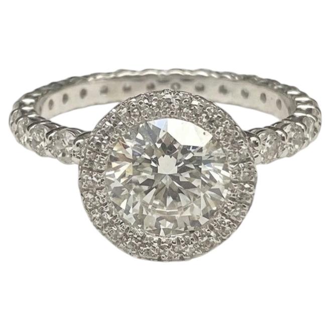 Round Brilliant Diamond Halo Engagement Ring in 14k White Gold