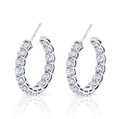 Round Brilliant Diamond Hoop Earrings