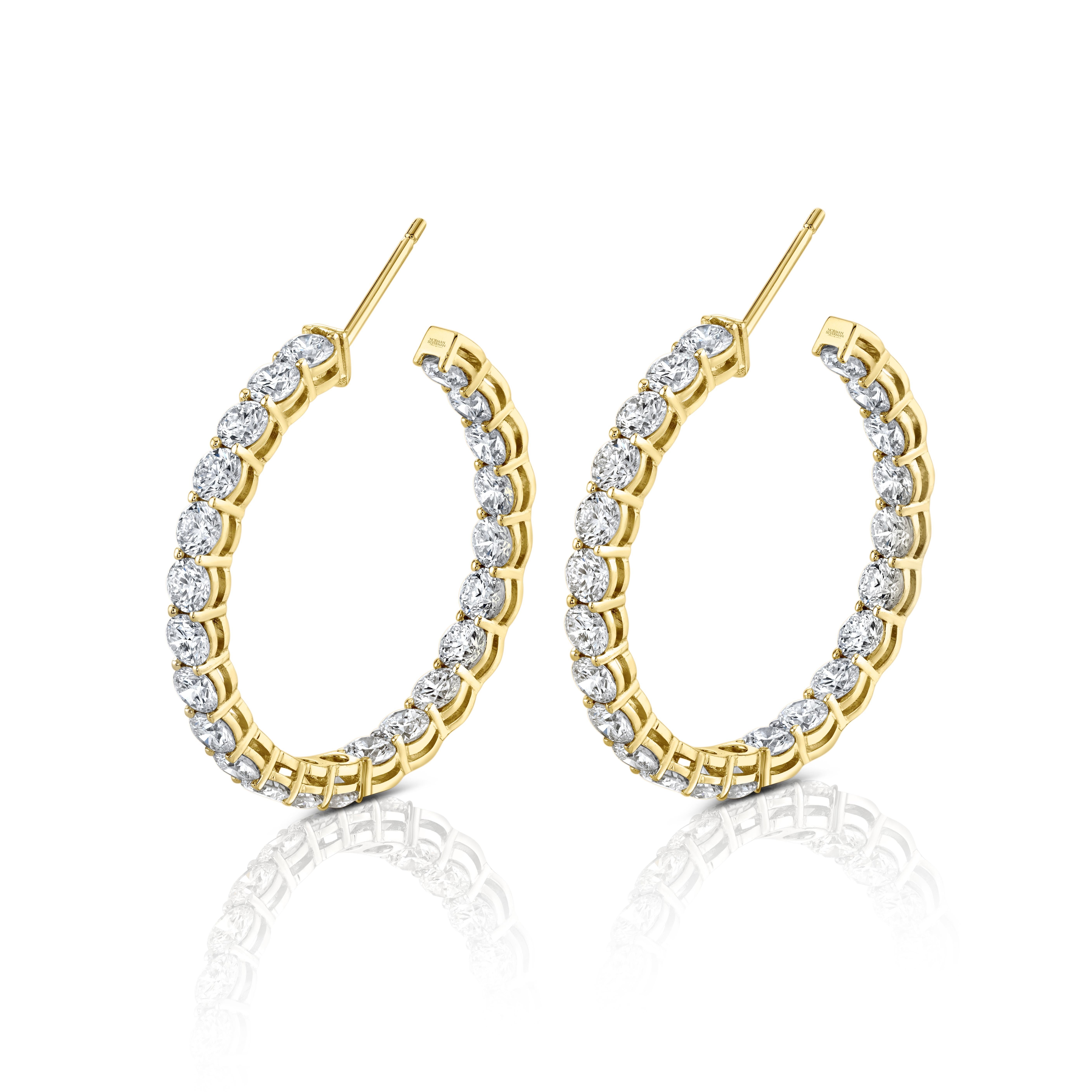 Taglio rotondo Orecchini a cerchio con diamante tondo Brilliante in vendita