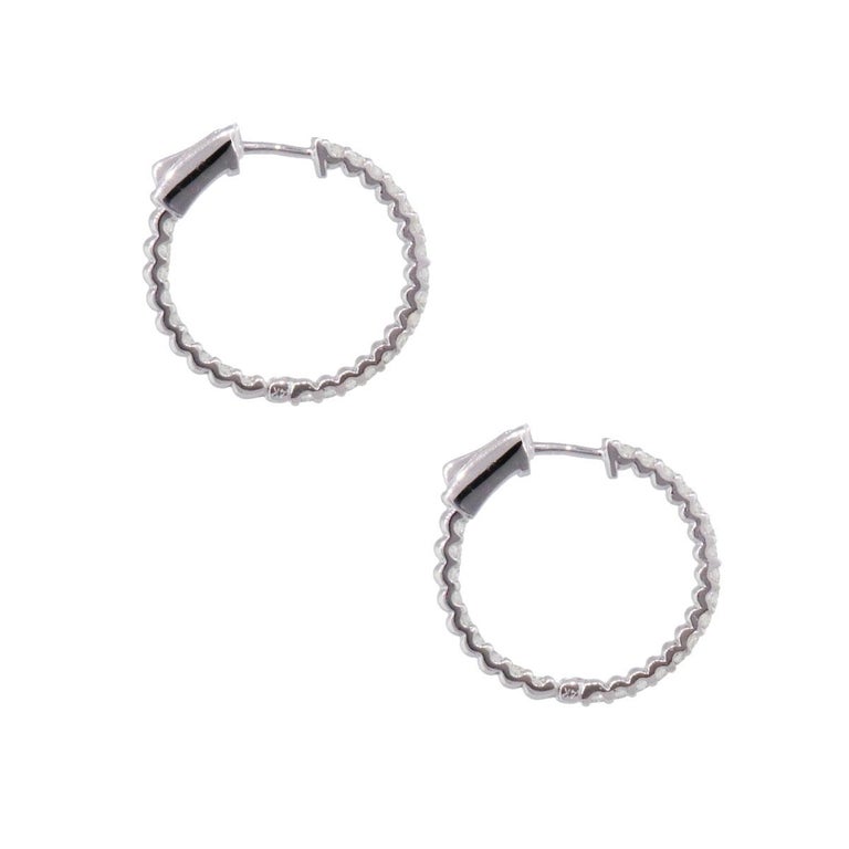 Round Brilliant Diamond In and Out Hoop Earrings For Sale at 1stDibs