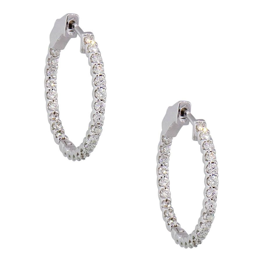 Round Brilliant Diamond Inside Out Hoop Earrings For Sale at 1stDibs