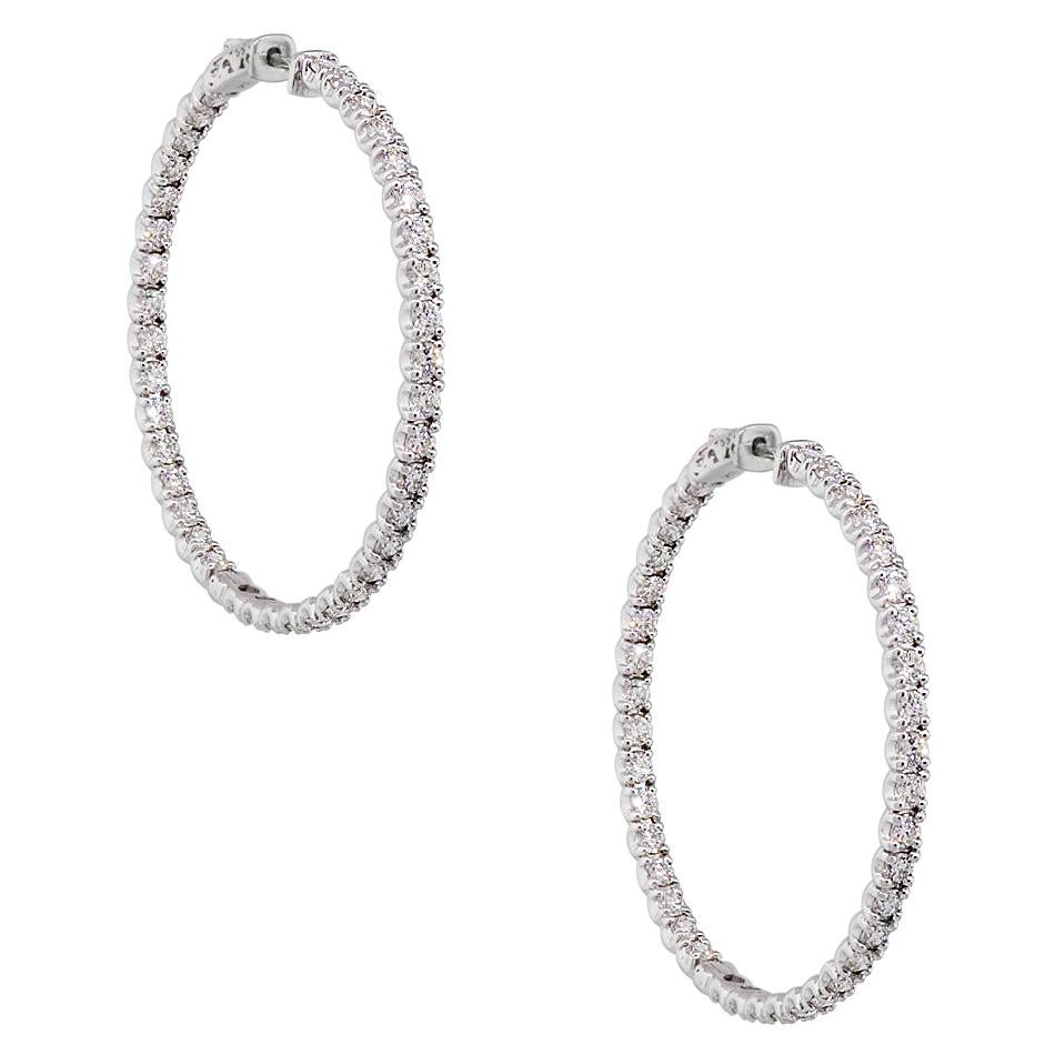 Round Brilliant Diamond In and Out Hoop Earrings