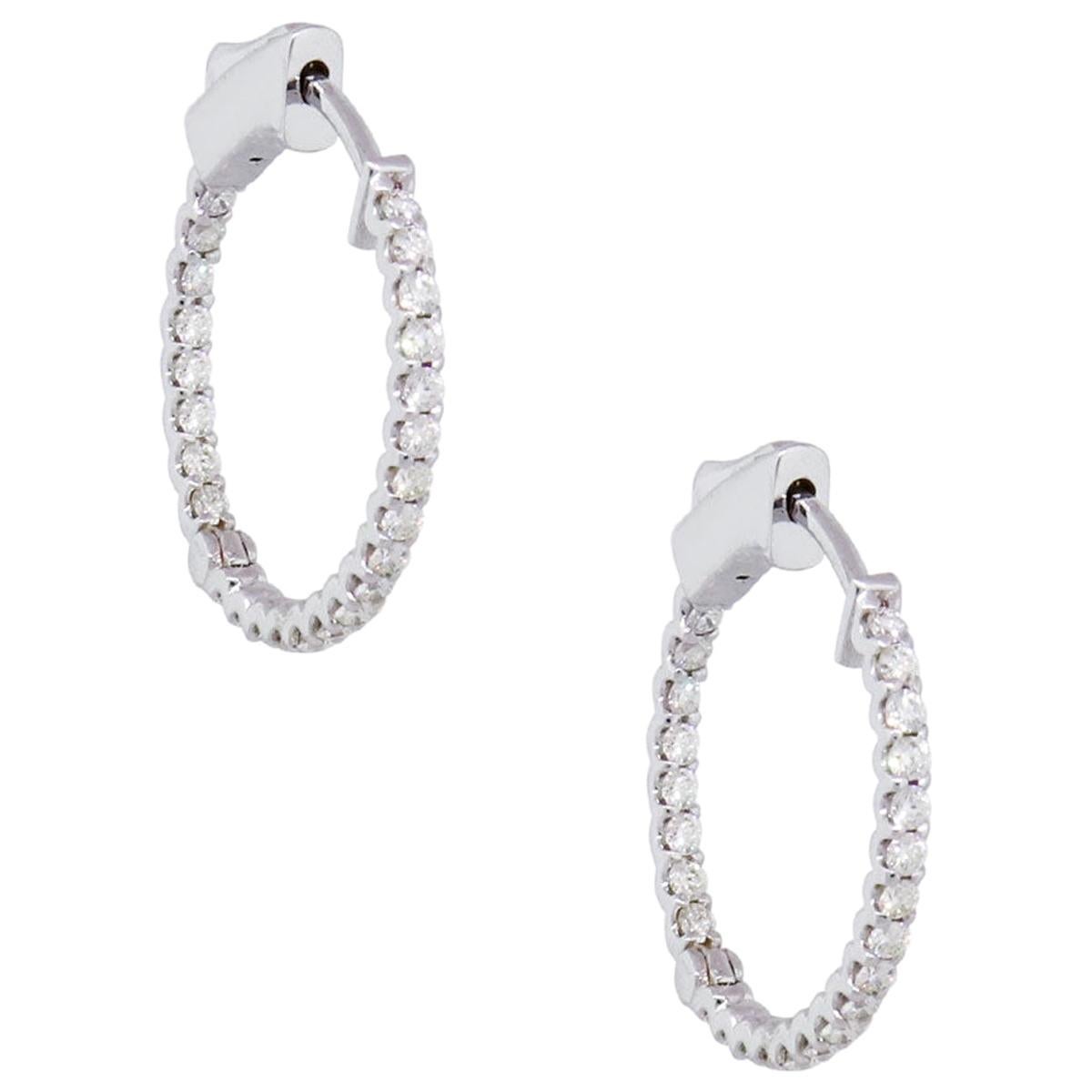Round Brilliant Diamond in and Out Hoop Earrings For Sale at 1stDibs