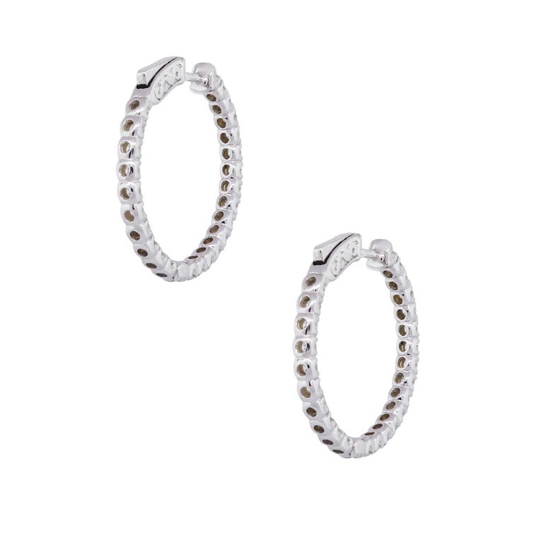 Round Brilliant Diamond in and Out Hoop Earrings For Sale at 1stDibs