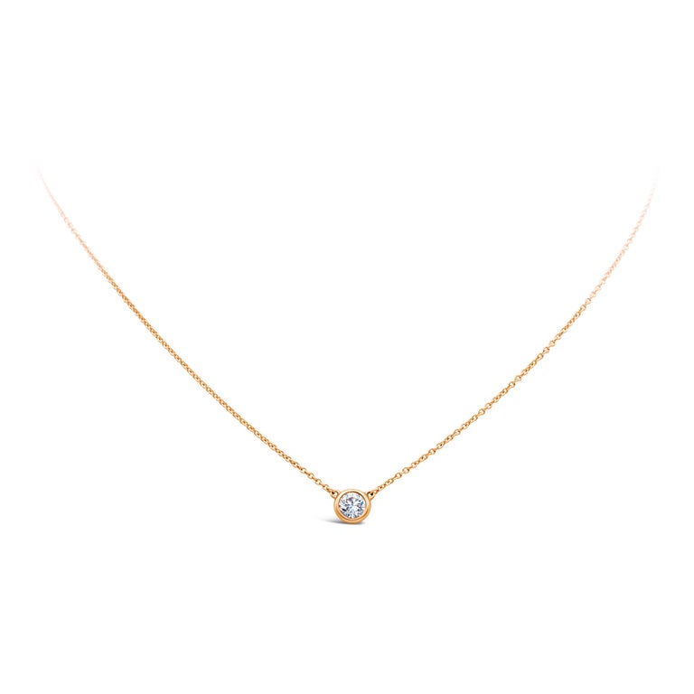 Round Brilliant Diamond in Rose Gold Solitaire Pendant Necklace For ...