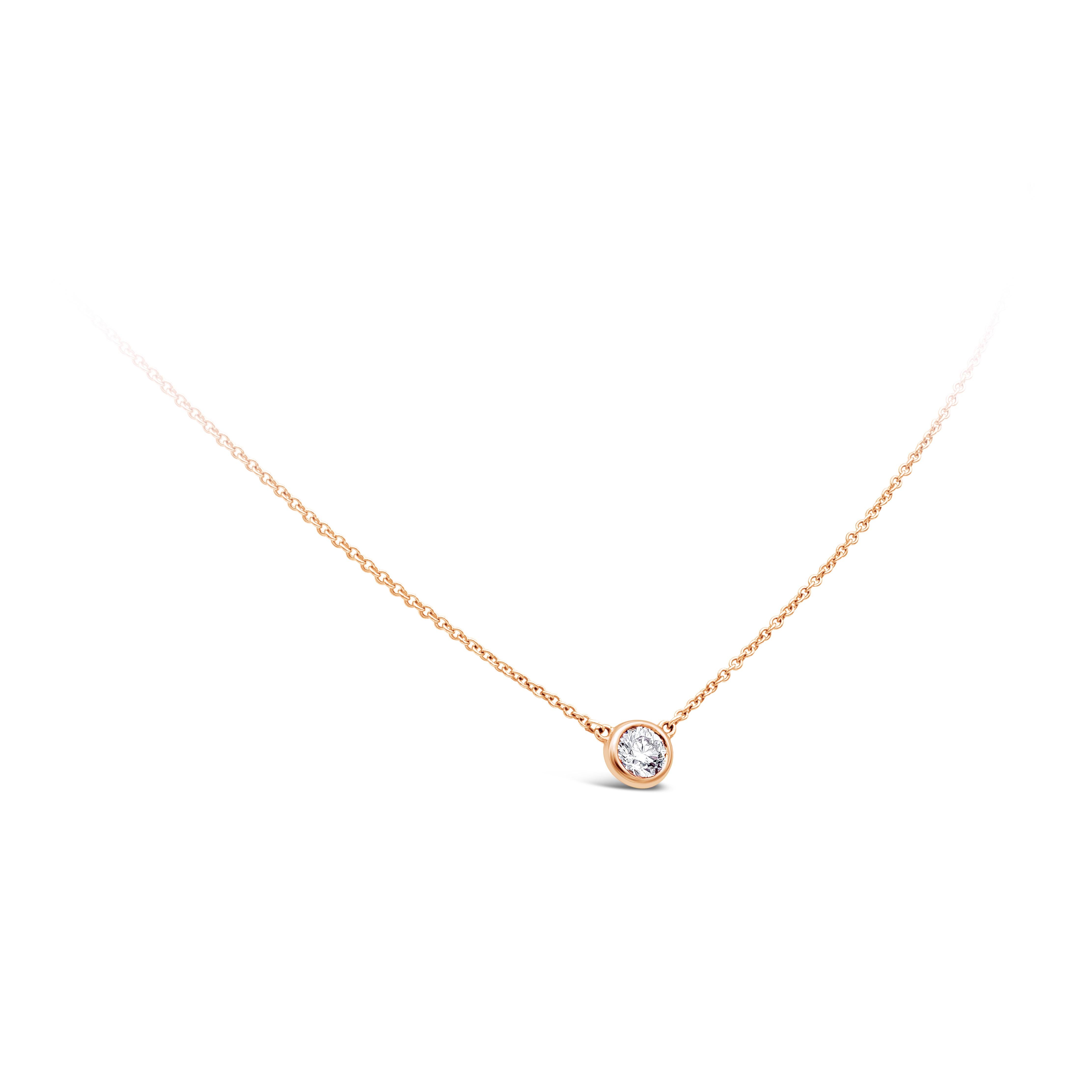 rose gold diamond bezel necklace