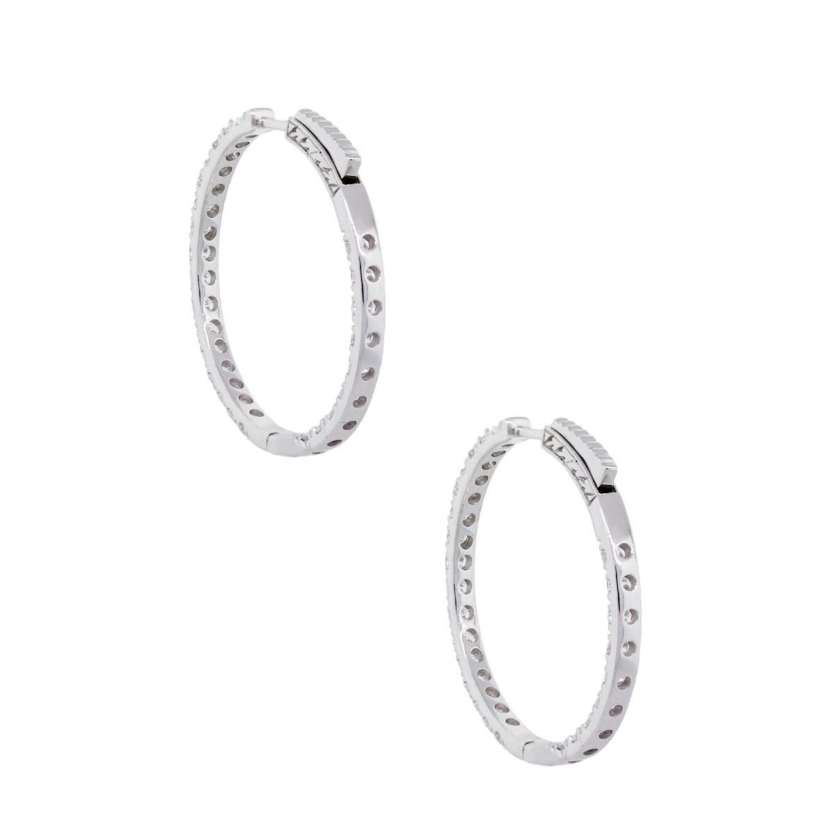 Round Cut Round Brilliant Diamond Inside Out Hoop Earrings