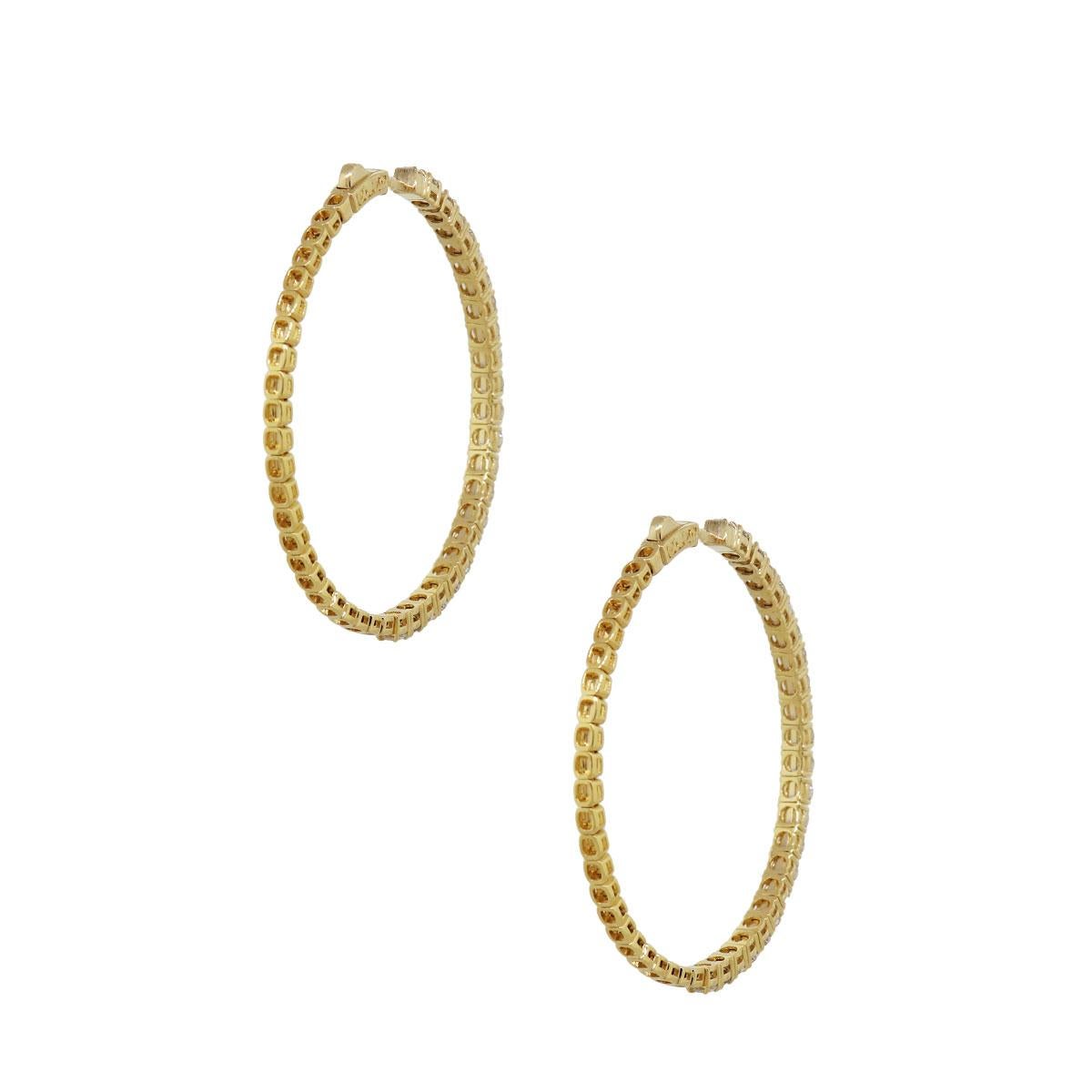 Round Brilliant Diamond Inside Out Hoop Earrings In Excellent Condition In Boca Raton, FL