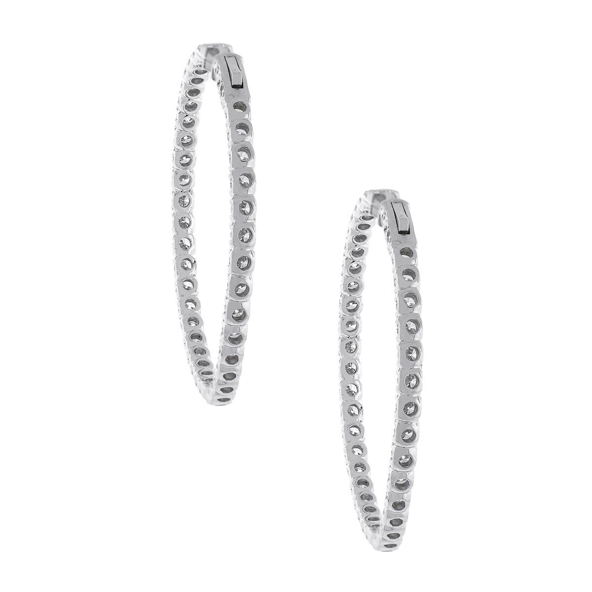 Round Cut Round Brilliant Diamond Inside Out Hoops