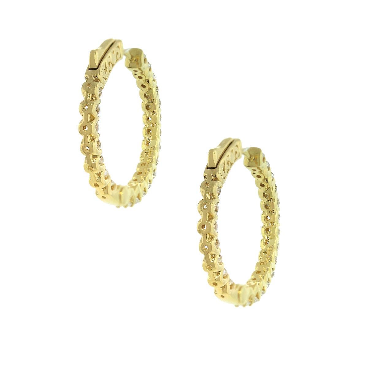 Round Cut Round Brilliant Diamond Inside Out Hoops