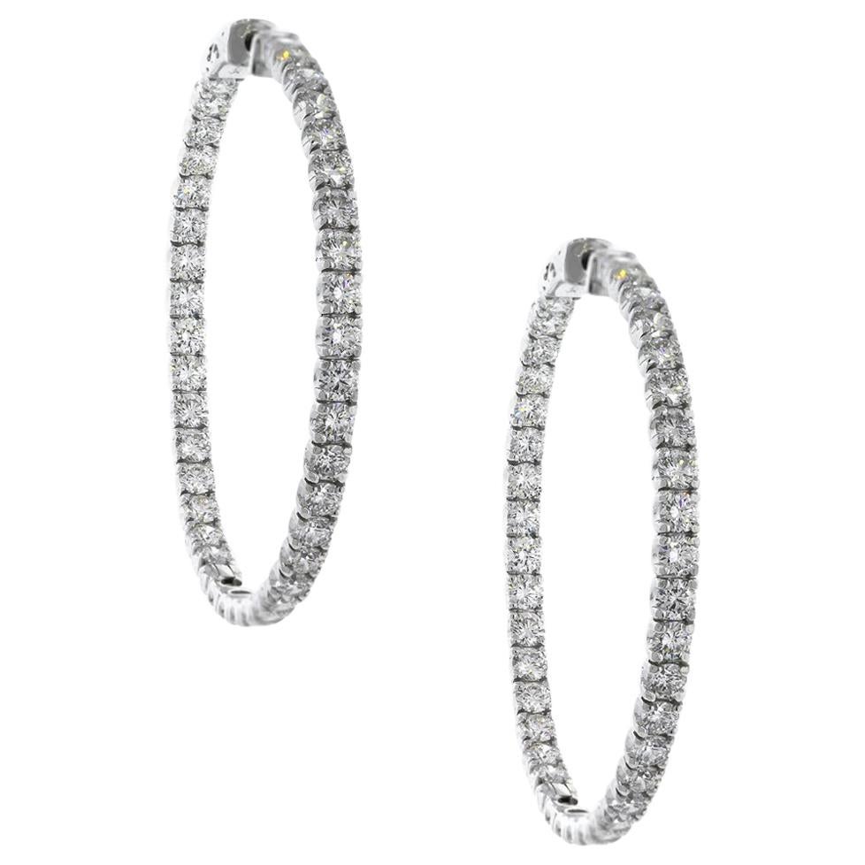 1.33 Carat Natural Round Diamonds Elongated Inside Out Hoop Earrings ...