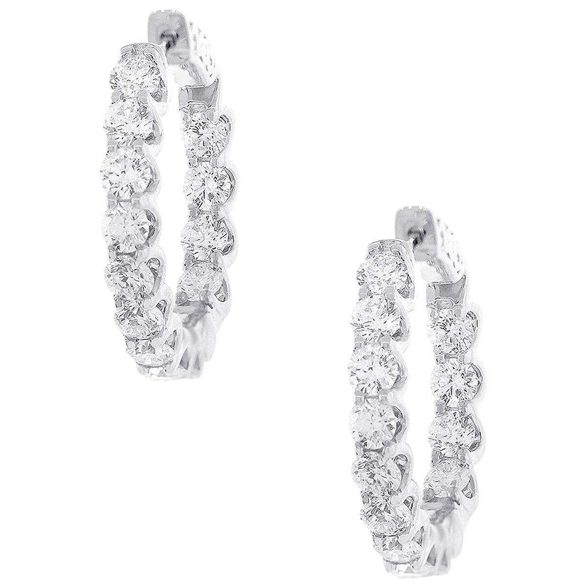 Round Brilliant Diamond Inside Out Hoop Earrings For Sale at 1stDibs