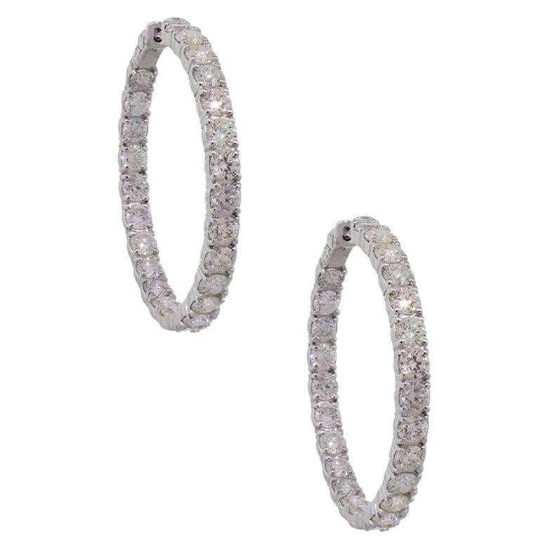 Round Brilliant Diamond Inside Out Large Hoop Earrings