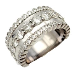 Round Brilliant Diamond Multi Row Semi-Eternity Band Ring in 14 Karat White Gold