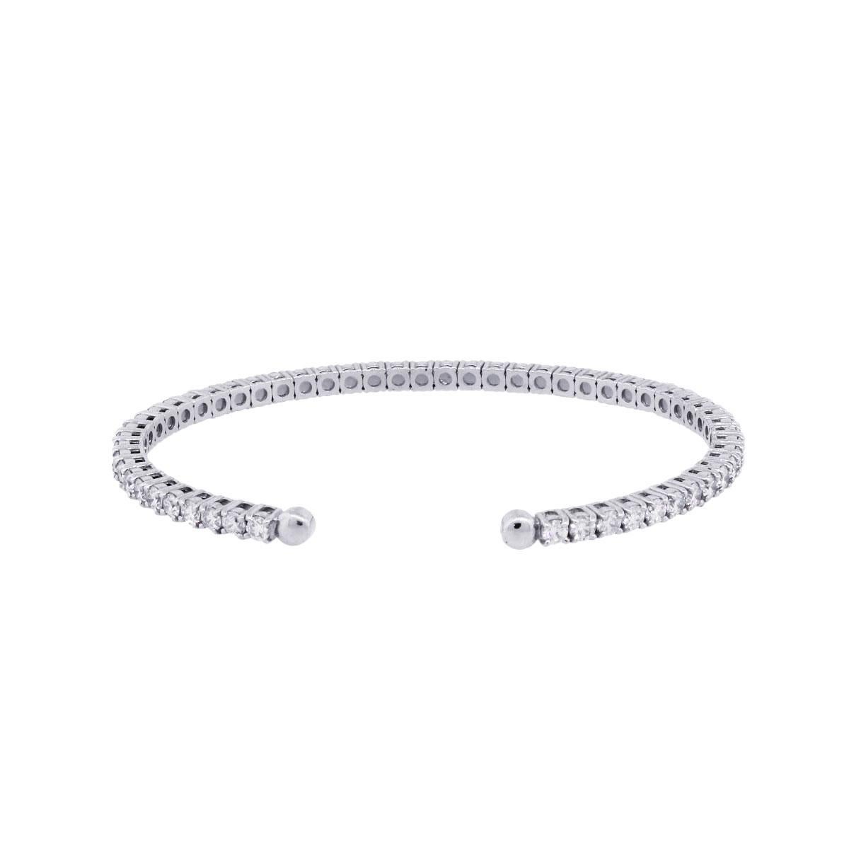 Round Cut Round Brilliant Diamond Open Cuff Bracelet