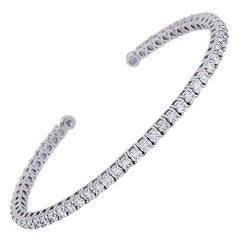 Round Brilliant Diamond Open Cuff Bracelet