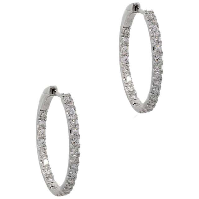 Round Diamond Pave Hoop Earrings For Sale at 1stDibs