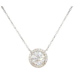 Round Brilliant Diamond Pendant in Platinum GIA Certified 2.02 Carat D Color SI1