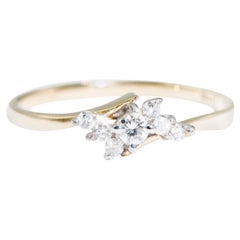 Round Brilliant Diamond Petite Vintage Cluster Engagement 9 Carat Gold Ring