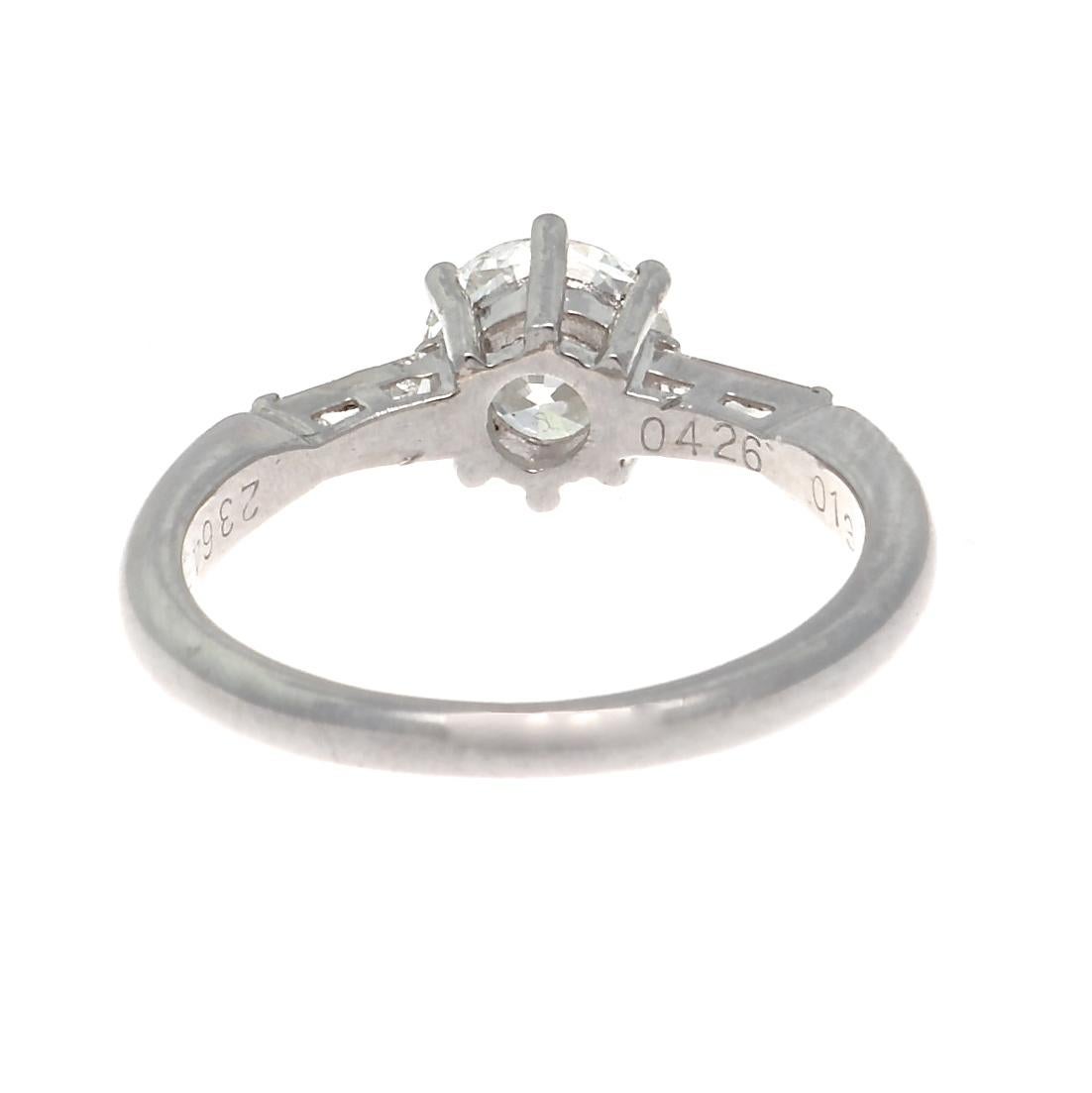 Round Brilliant Diamond Platinum Engagement Ring In Excellent Condition In Beverly Hills, CA