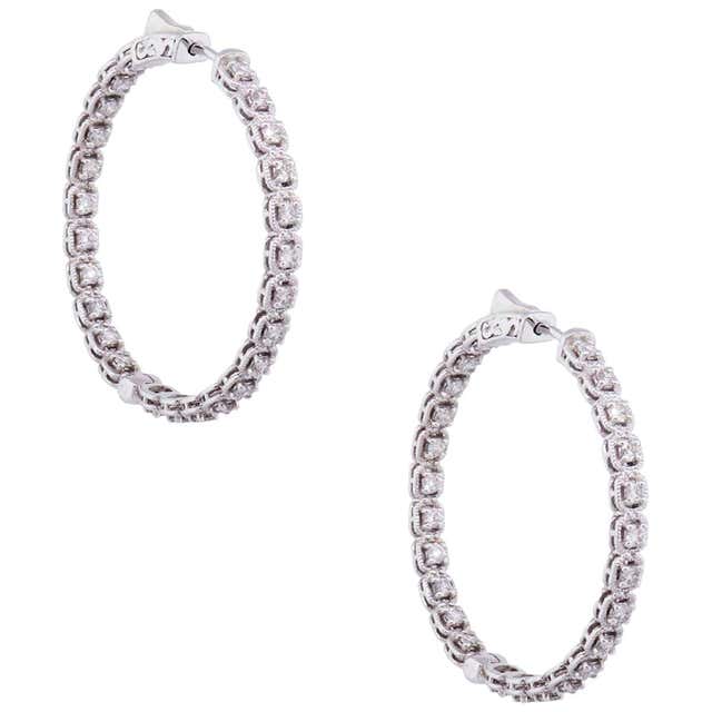 Diamond Pave Hoop Earrings For Sale at 1stDibs
