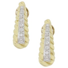 Round Brilliant Diamond Scalloped Curved Earrings