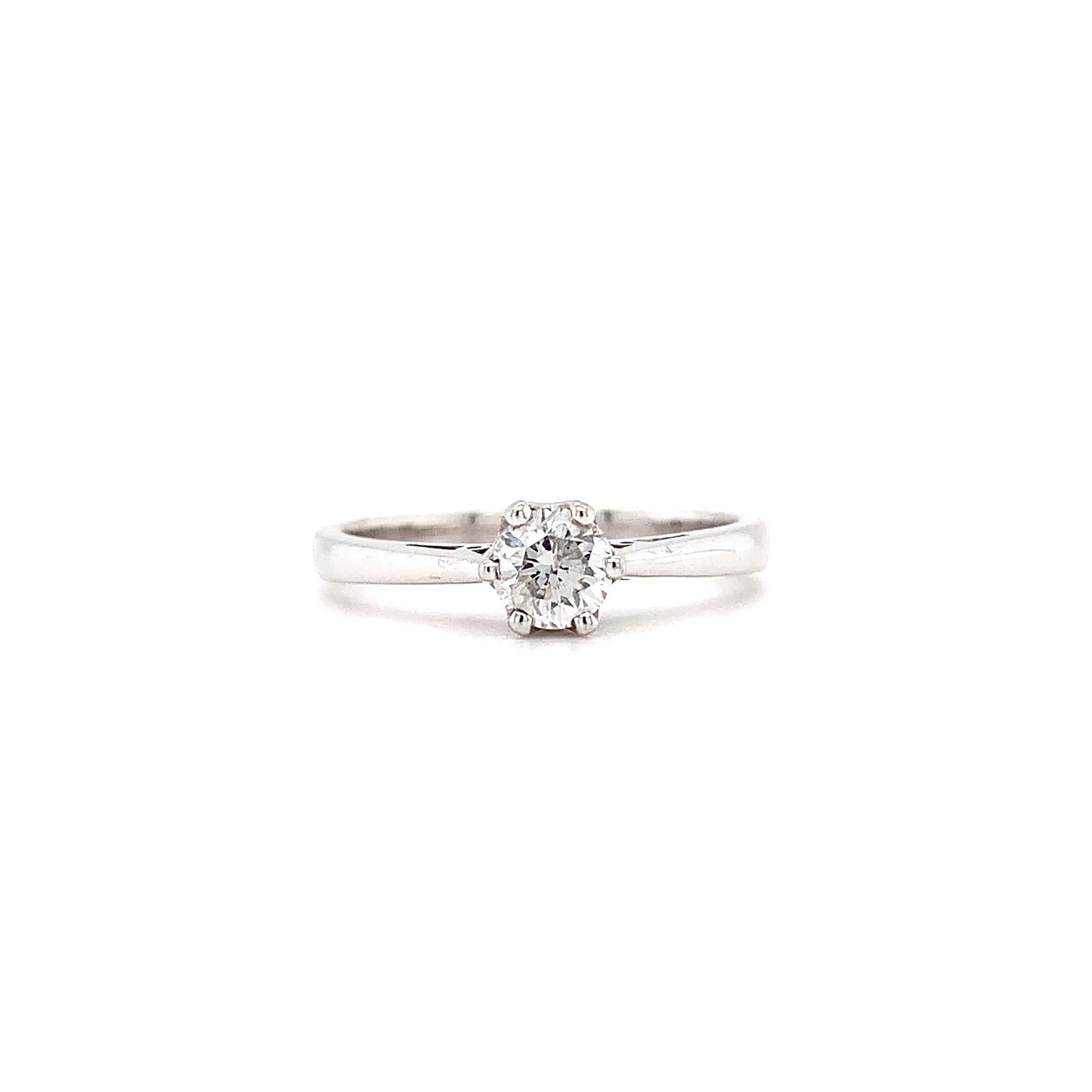 Solitär-Verlobungsring mit rundem Brillanten 18k Weißgold (Moderne) im Angebot