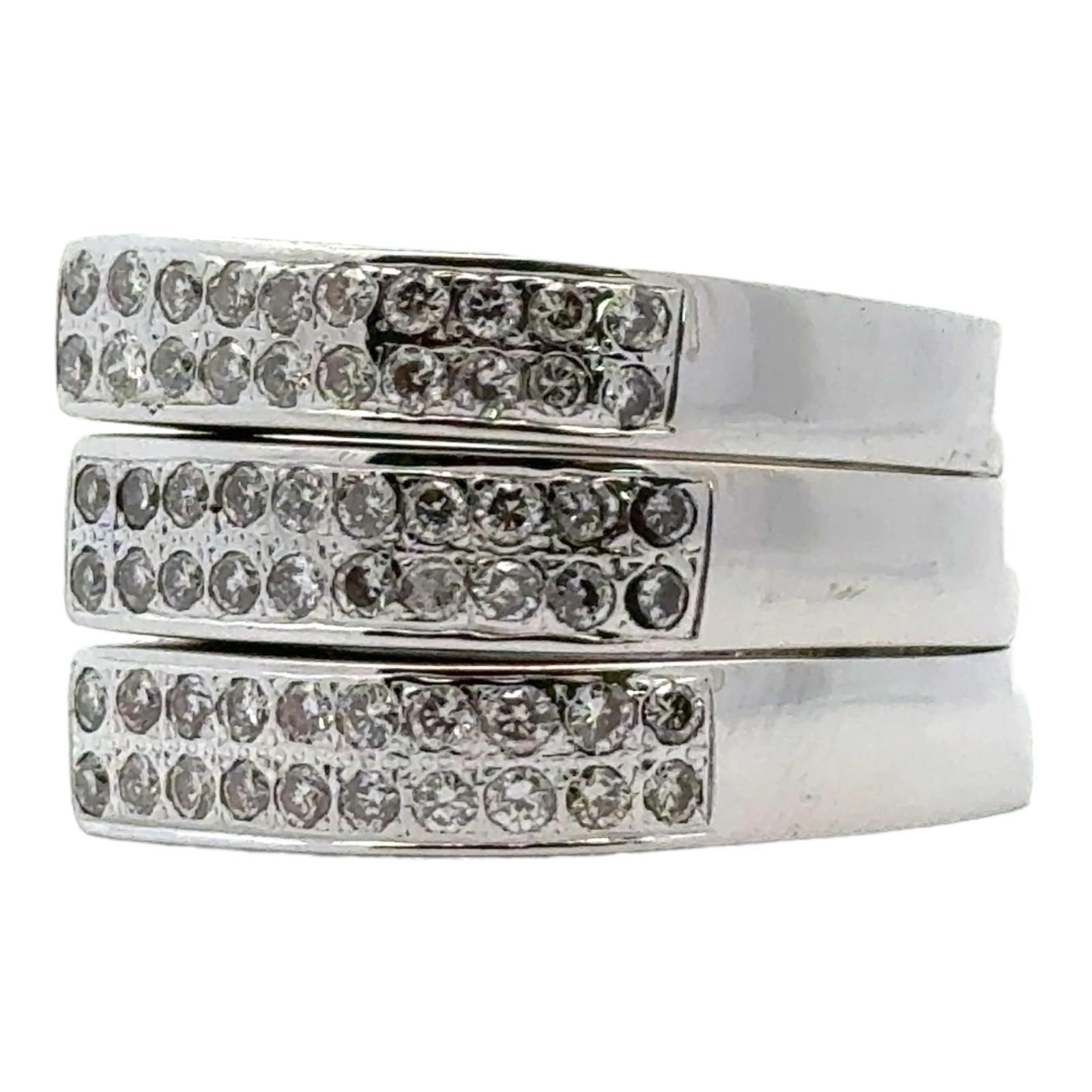 Women's Round Brilliant Diamond Stacking Rings 14 Karat White Gold Set of Three For Sale