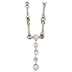 Collier pendentif station en or blanc 14 carats avec diamants ronds et brillants de couleur F VS