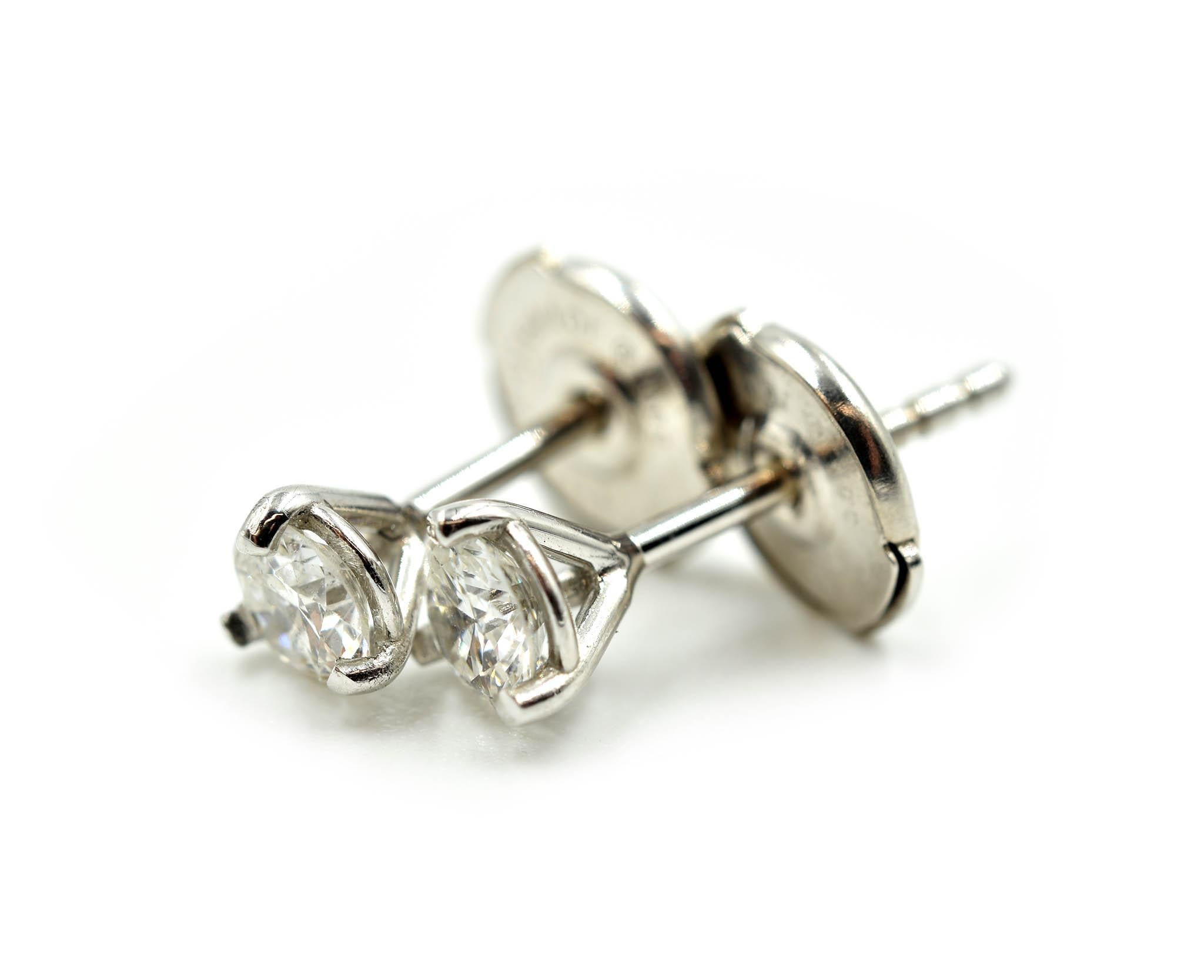 Modern Round Brilliant Diamond Stud Earrings