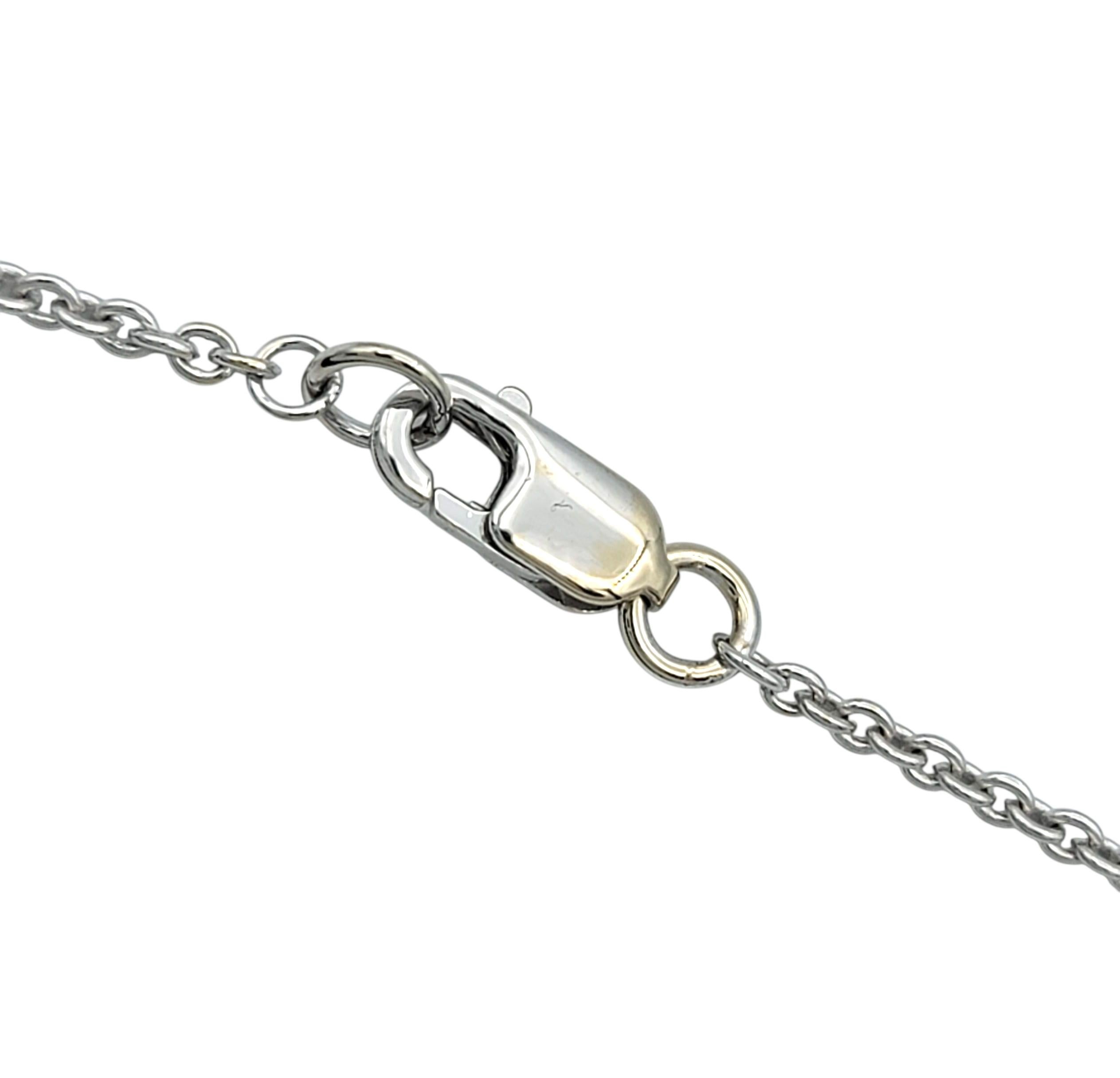 Collana a goccia con diamanti tondi e brillanti in oro bianco lucido 14 carati in vendita 3