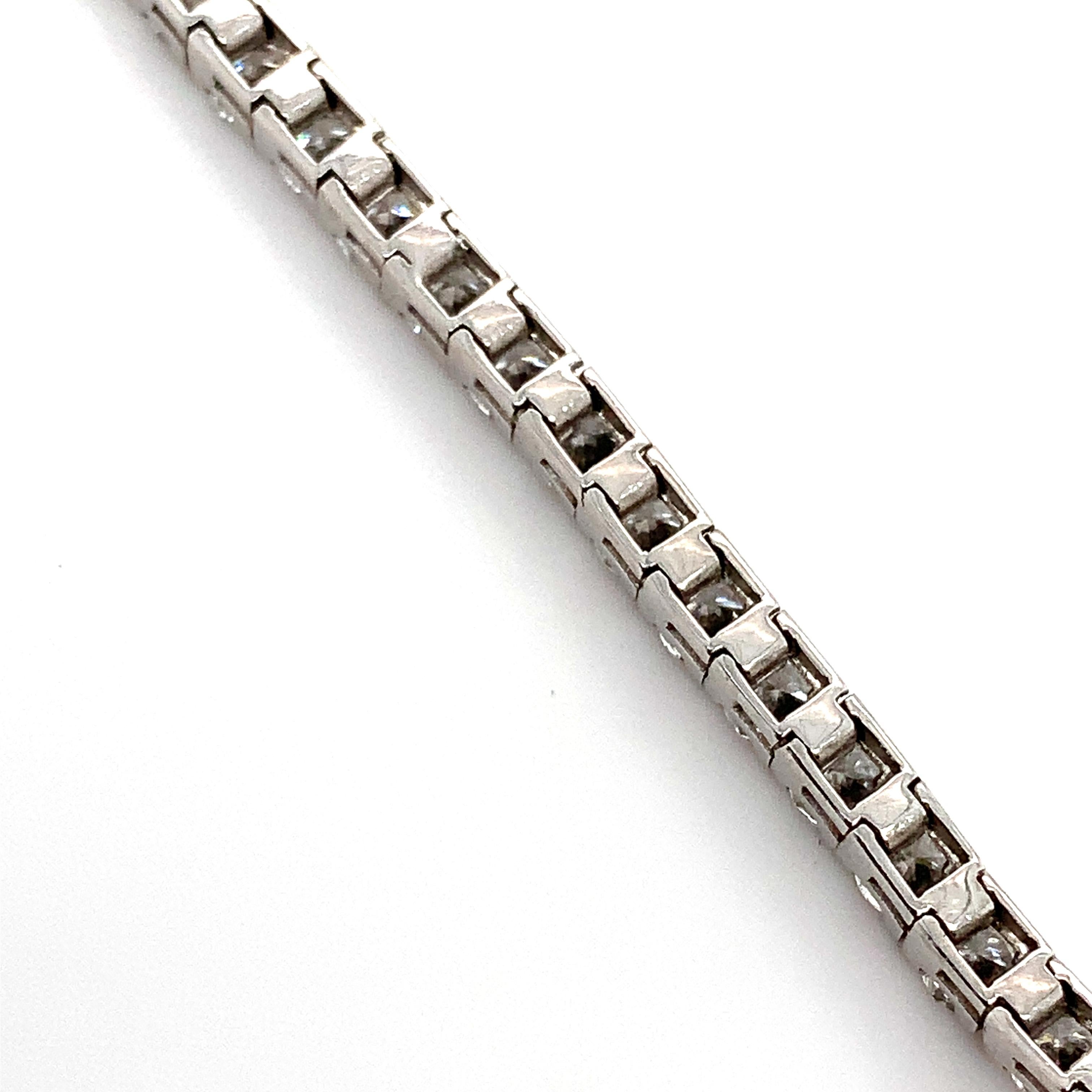 Pulsera tenis diamante brillante redondo oro blanco 18k 7,5 pulgadas en venta 4