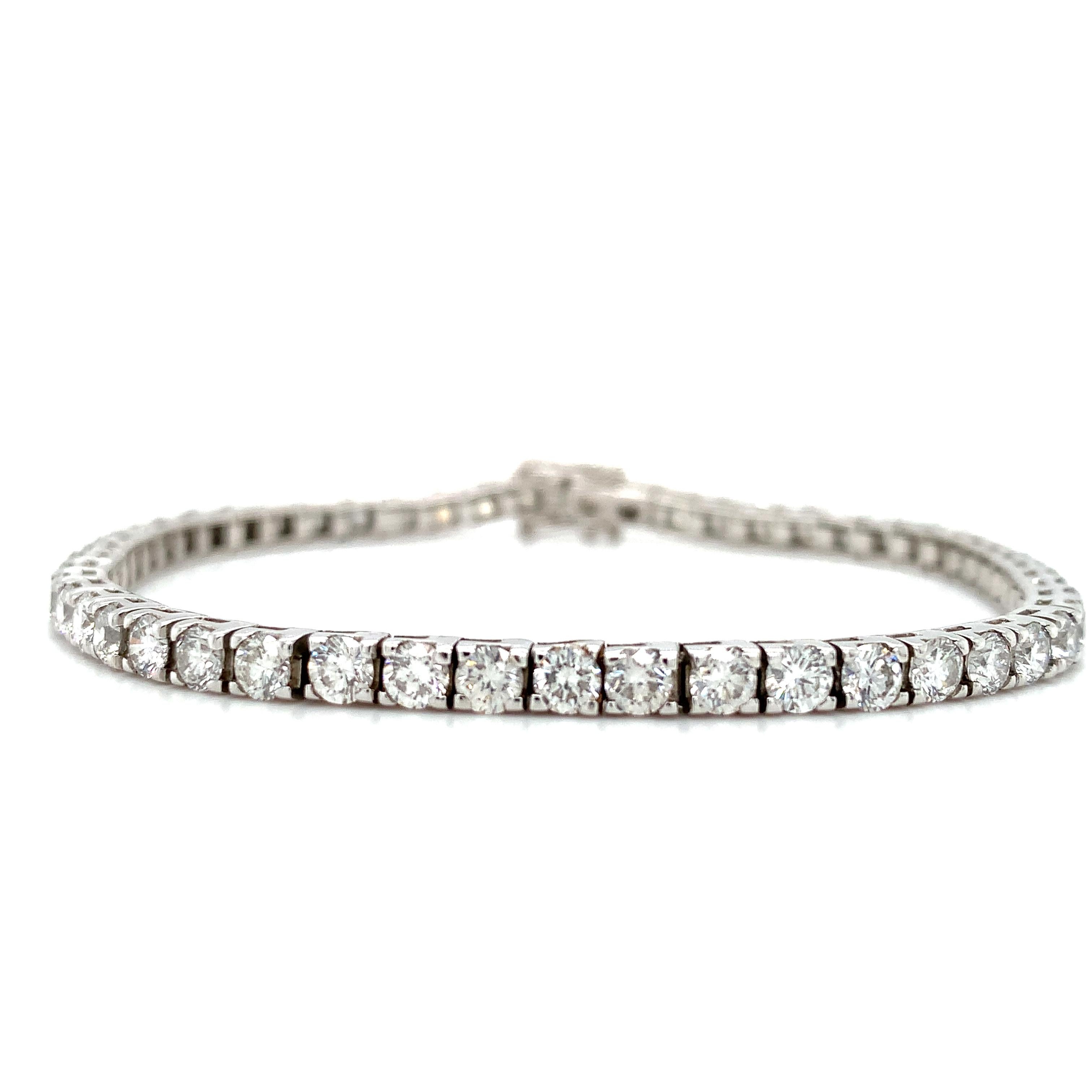Pulsera tenis diamante brillante redondo oro blanco 18k 7,5 pulgadas Corte redondo en venta