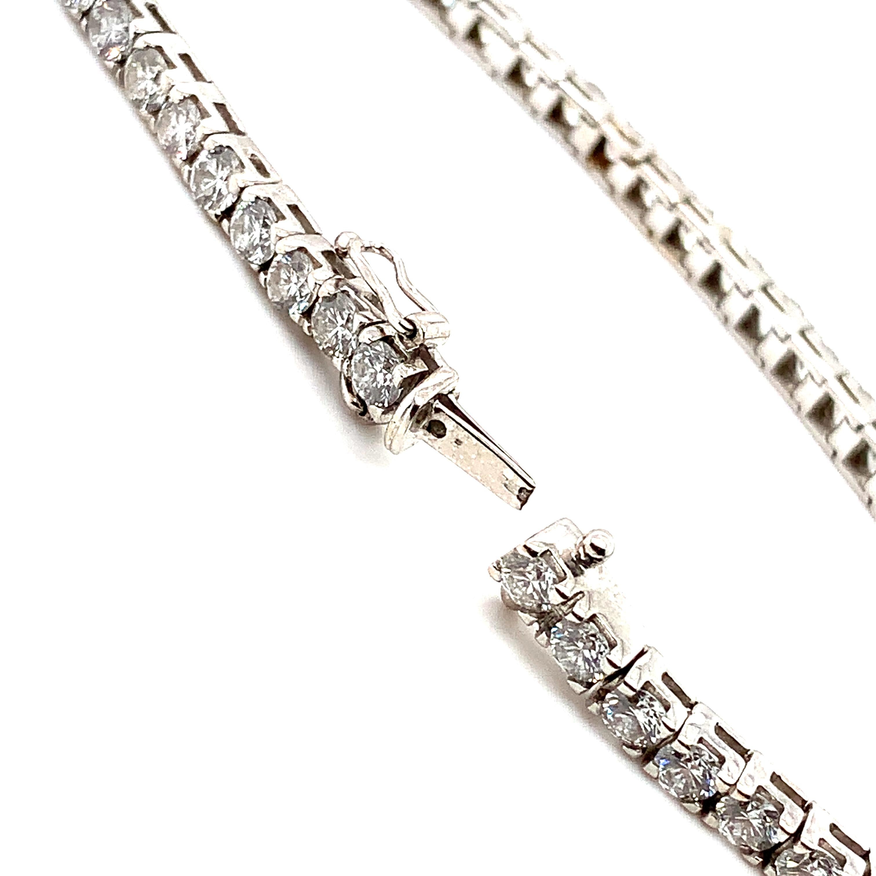 Pulsera tenis diamante brillante redondo oro blanco 18k 7,5 pulgadas en venta 1