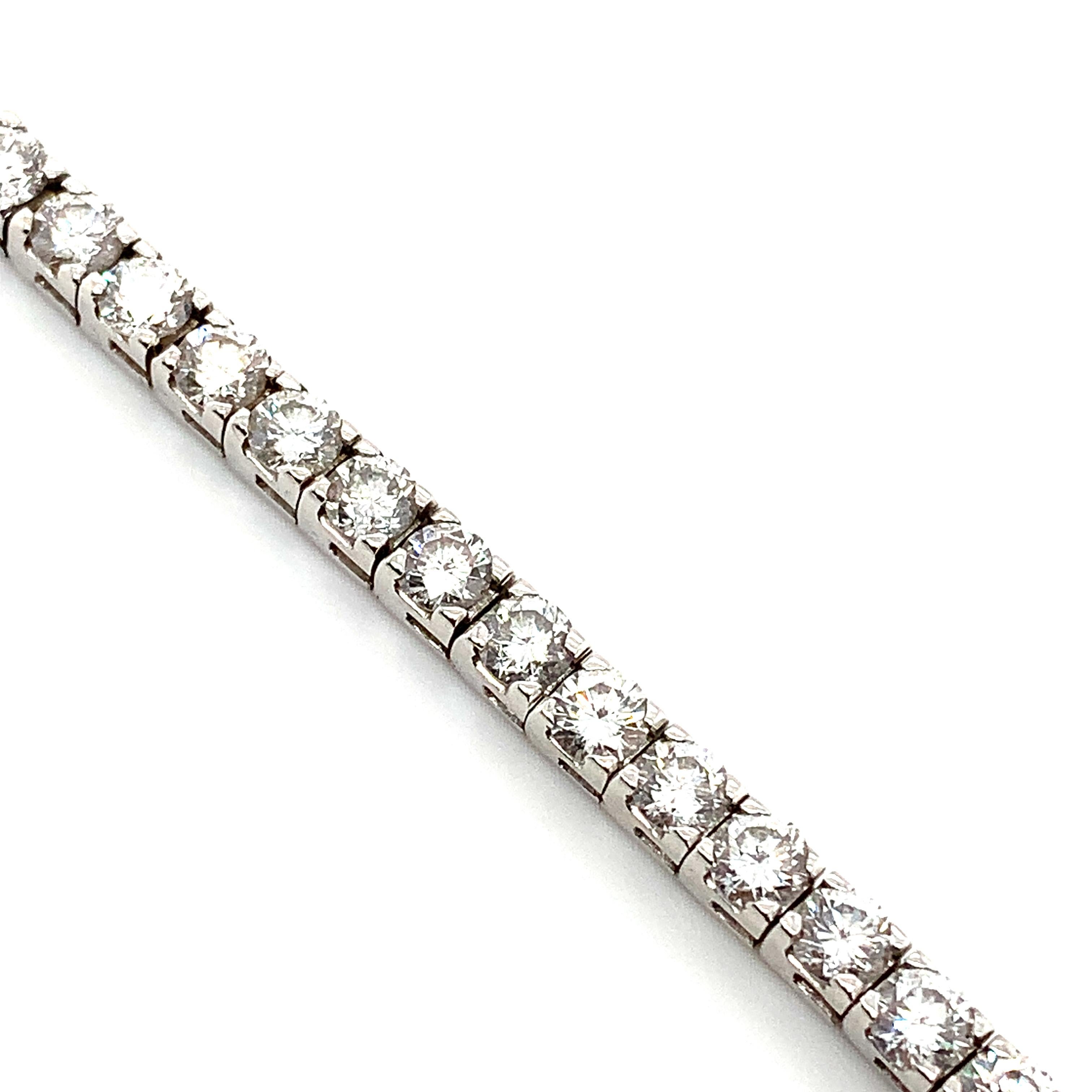 Pulsera tenis diamante brillante redondo oro blanco 18k 7,5 pulgadas en venta 2