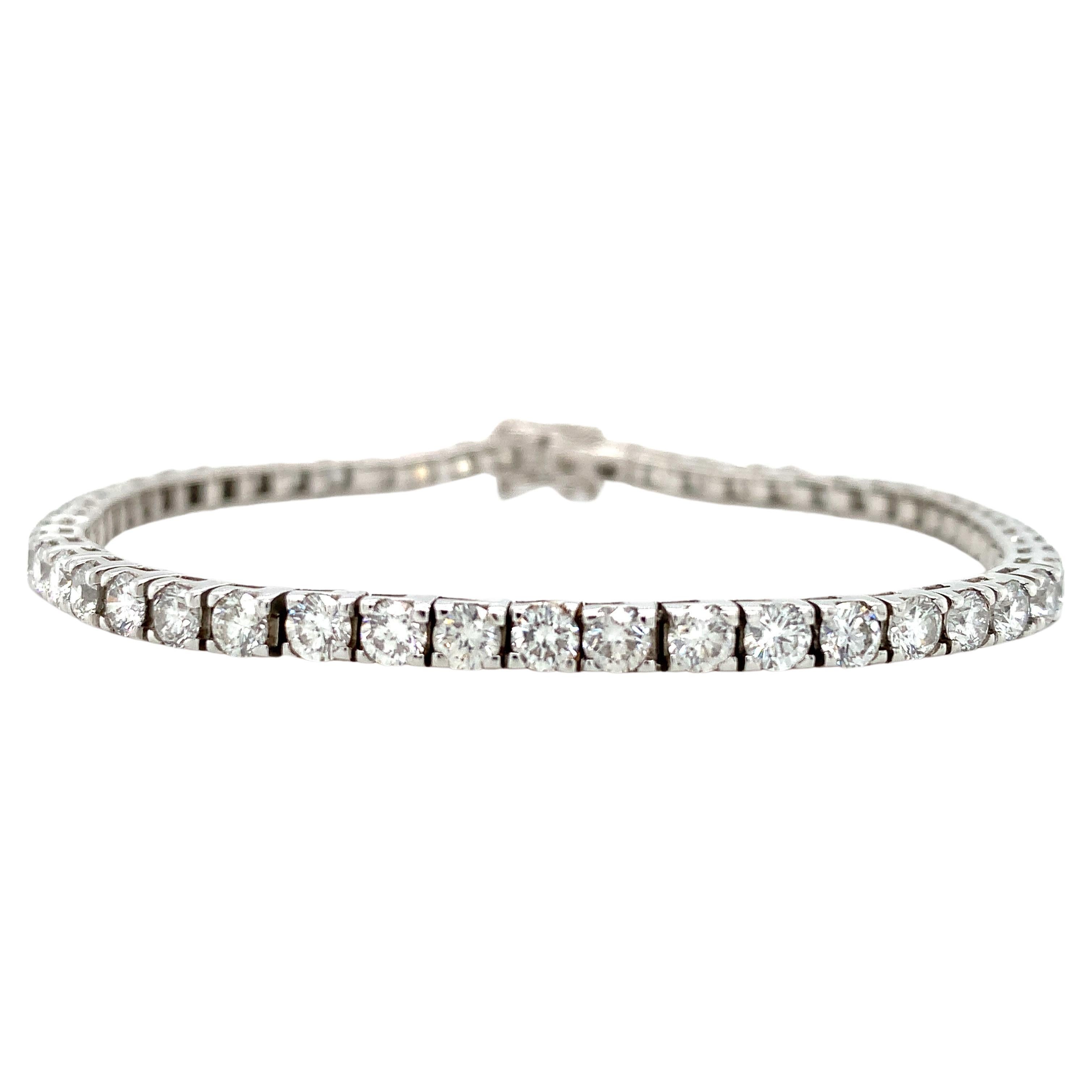 Rundes Brillant-Tennisarmband aus 18k Weißgold 7,5 Zoll