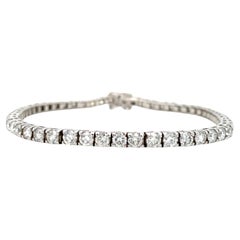 Bracelet tennis en or blanc 18 carats avec diamants ronds et brillants de 7,5 pouces