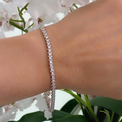 Bracciale tennis con diamanti tondi brillanti 2,60 carati G VS Oro bianco 14 carati
