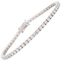 Round Brilliant Diamond Tennis Bracelet in 18 Karat White Gold 5.43 Carat Total