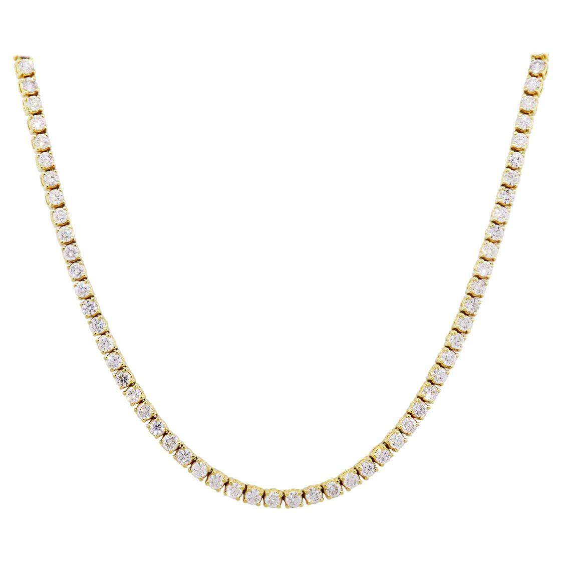 Round Brilliant Diamond Tennis Necklace For Sale at 1stDibs