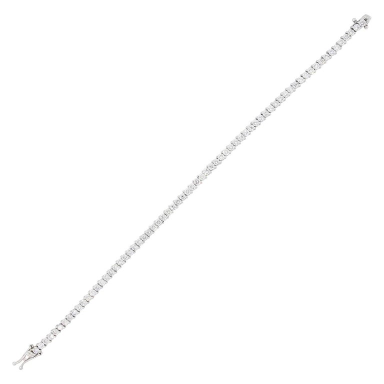 Round Brilliant Diamond Thin Tennis Bracelet For Sale at 1stDibs thin