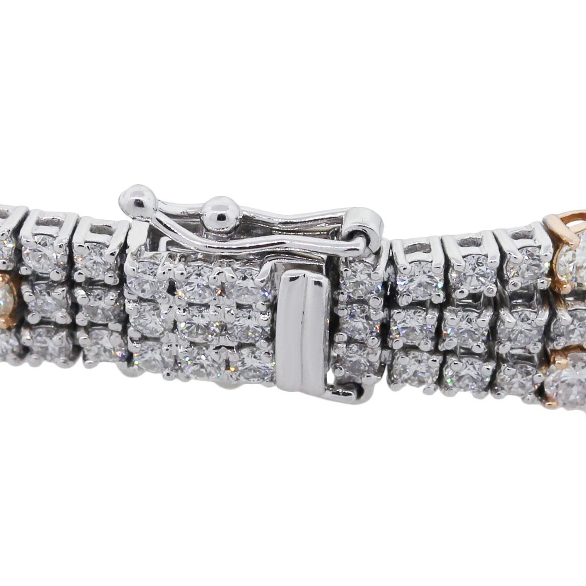 Women's or Men's Round Brilliant Diamond Three-Row Bracelet