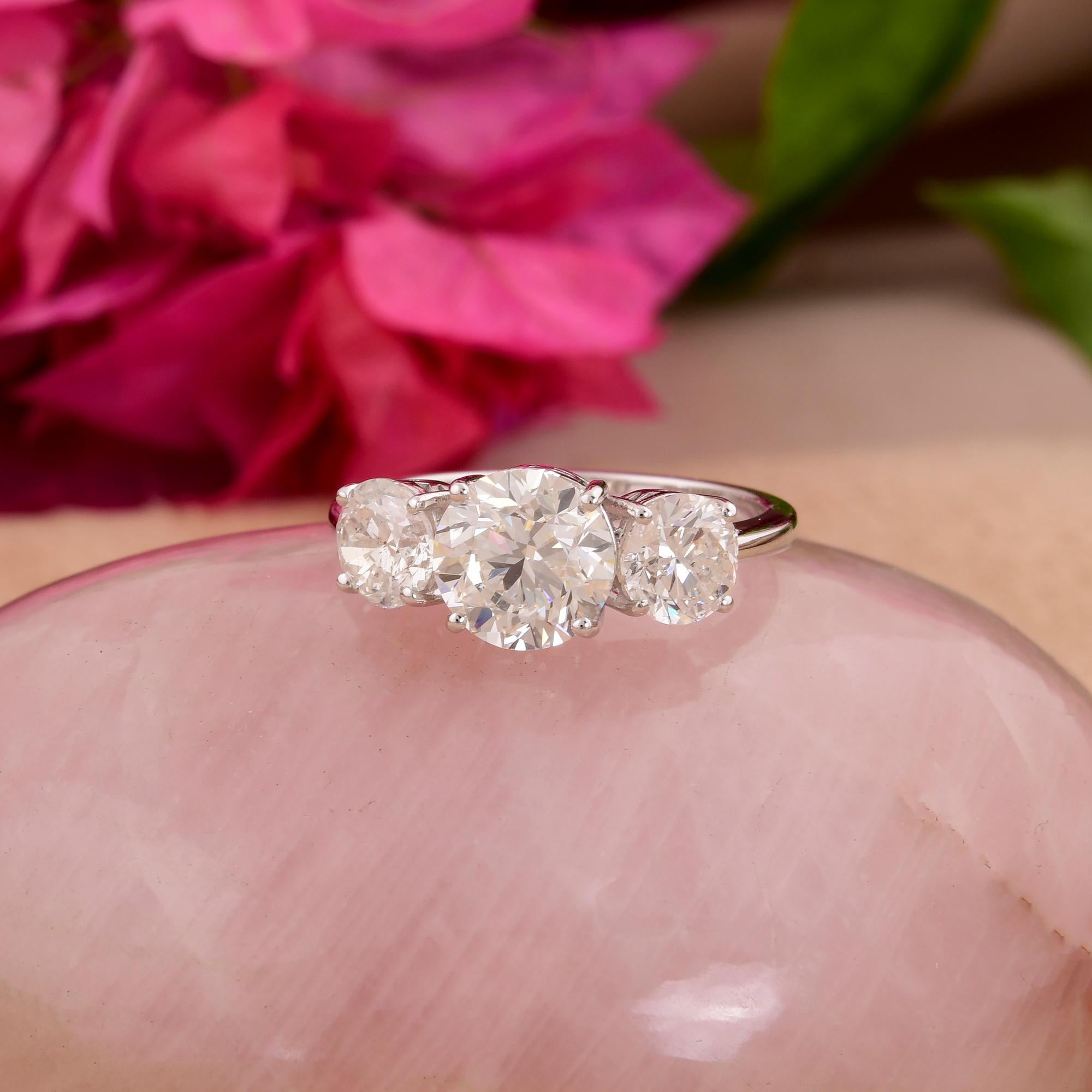 in vendita:  Anello di fidanzamento a tre pietre con diamante rotondo Brilliante in oro bianco 14k Gioielli di pregio 6