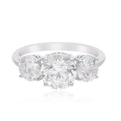 Bague de fiançailles à trois pierres en or blanc 14k, diamant brillant rond Bijoux fins