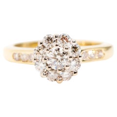 Round Brilliant Diamond Vintage Flower Cluster Ring in 18 Carat Yellow Gold