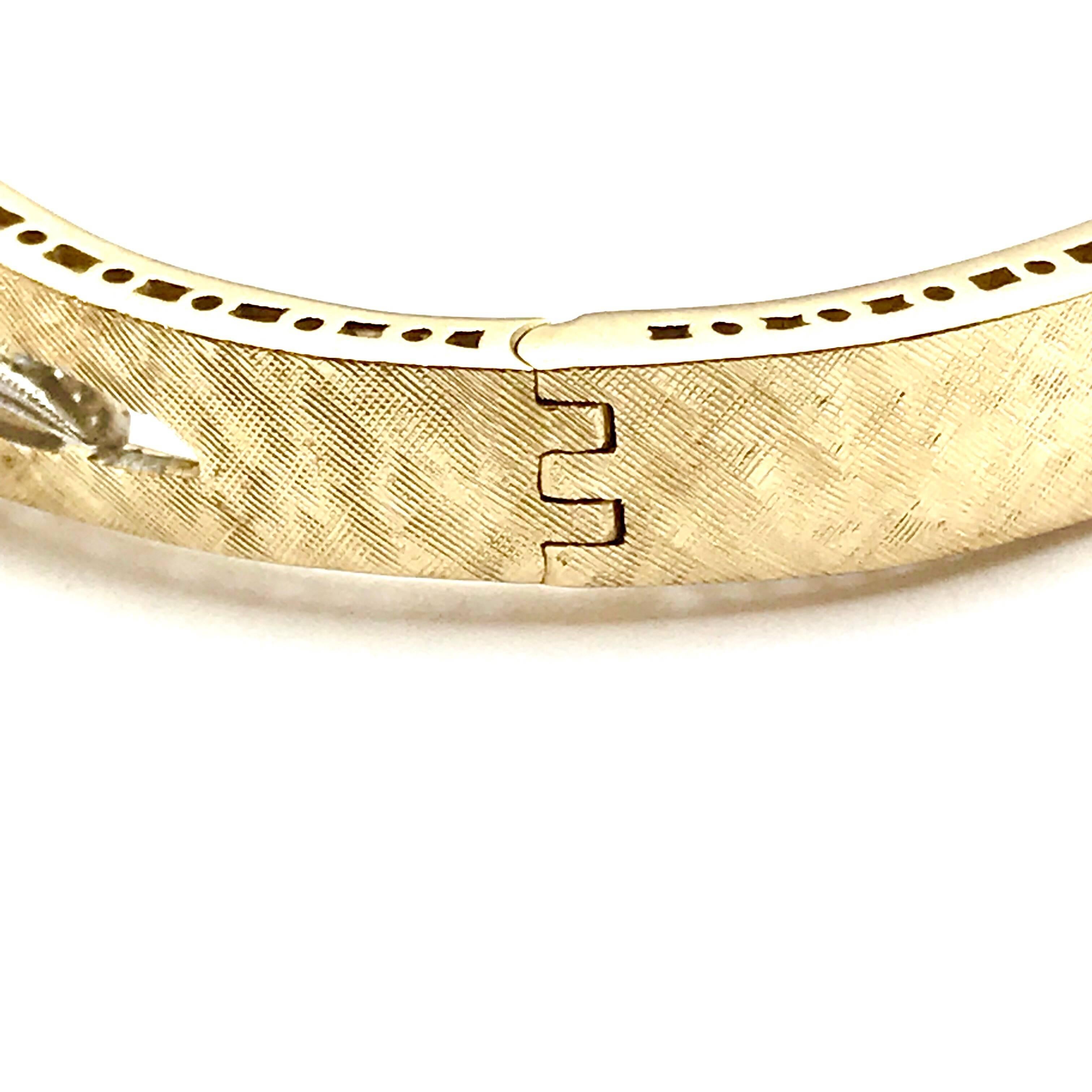 Round Brilliant Diamond White and Yellow Gold Wave Bangle Bracelet 1